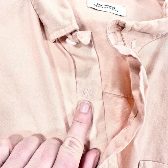 Saturdays New York salmon short sleeve button down shirt - Picture 8 of 10